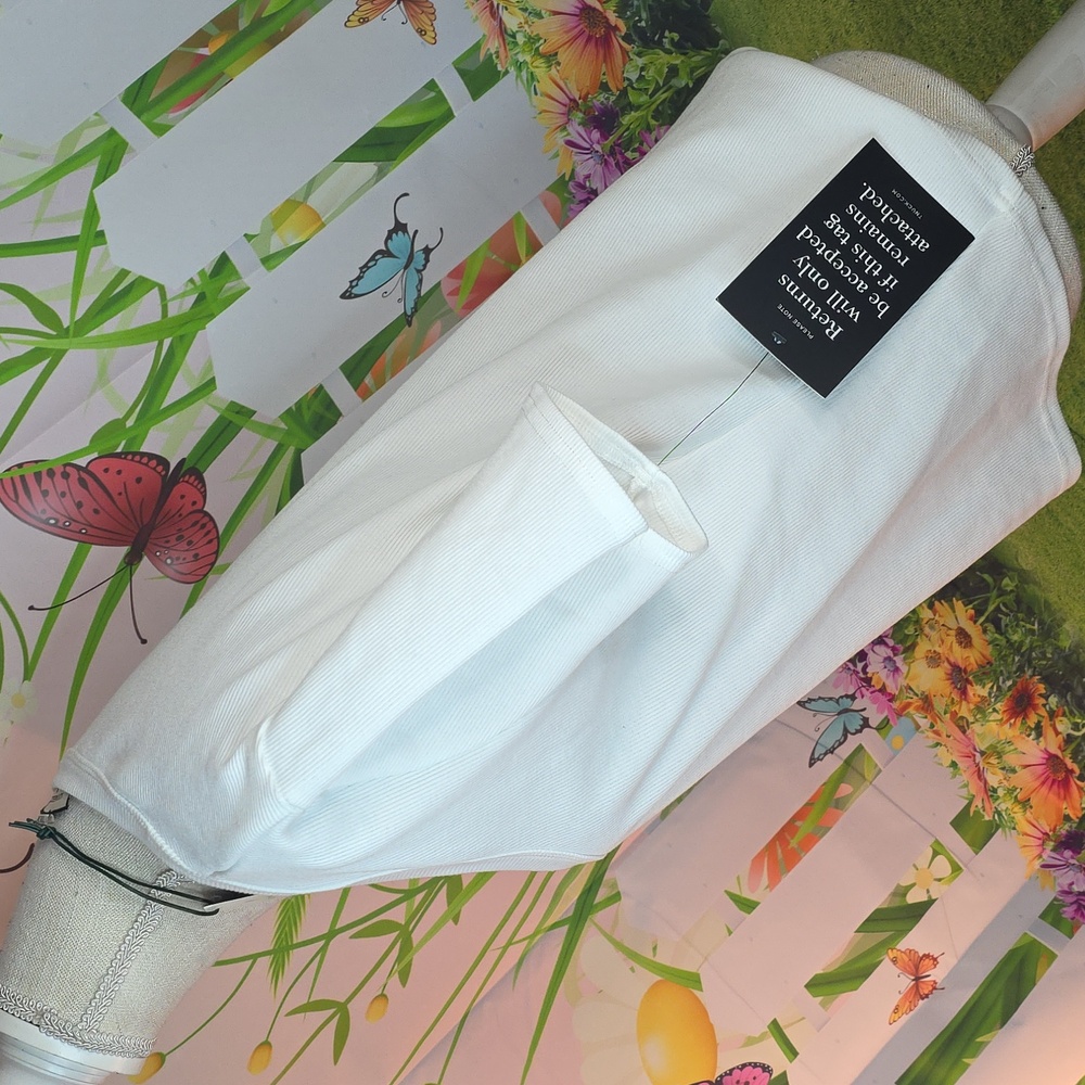 Tuckernuck White Ribbed Short Sleeve Top In XXL - Picture 5 of 6